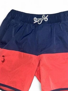 johnnie-O Navy and Red Colorblock Kids Swim Trunks